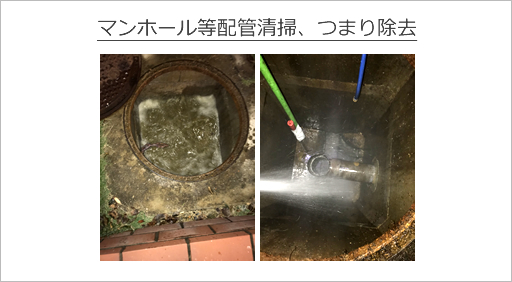 マンホール等配管清掃、つまり除去
